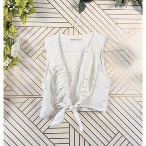 ABERCROMBIE & FITCH Women's Linen Cropped Tie Front Tank White Size Small